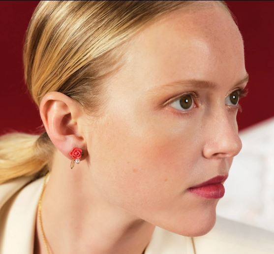 ROSE, CULTURED PEARL AND CRYSTAL DROP EARRINGS