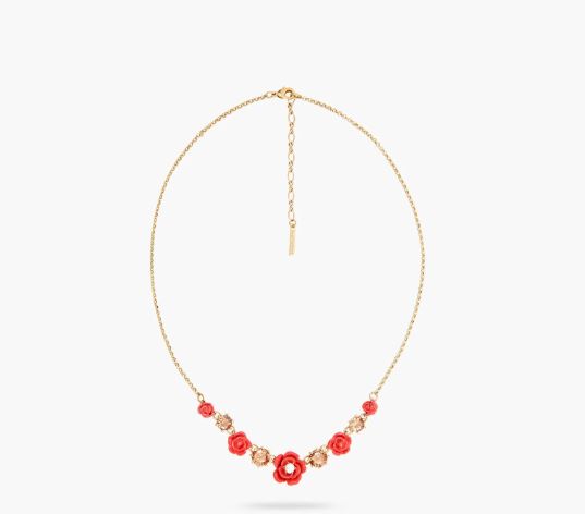 ROSES, CULTURED PEARL AND STONE STATEMENT NECKLACE