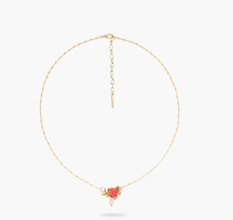 ROSE, CULTURED PEARL AND CRYSTAL DROP STATEMENT NECKLACE