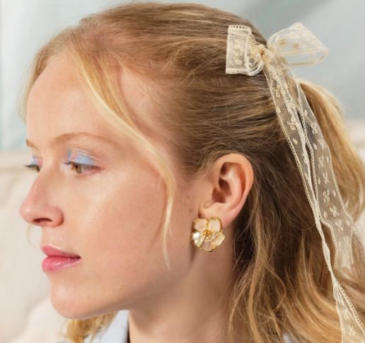 WILD ROSE MOTHER OF PEARL POST EARRINGS