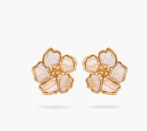 WILD ROSE MOTHER OF PEARL POST EARRINGS