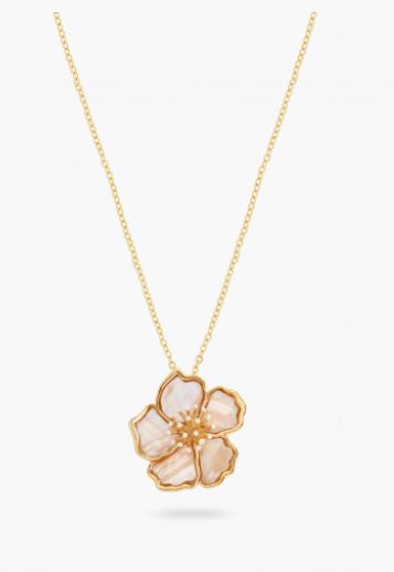 WILD ROSE MOTHER OF PEARL PENDANT NECKLACE