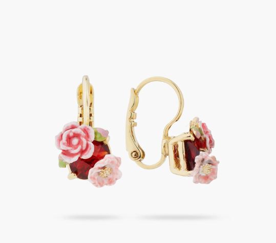 WILD ROSE AND GARNET RED STONE EARRINGS