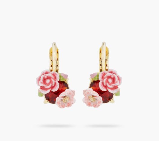 WILD ROSE AND GARNET RED STONE EARRINGS