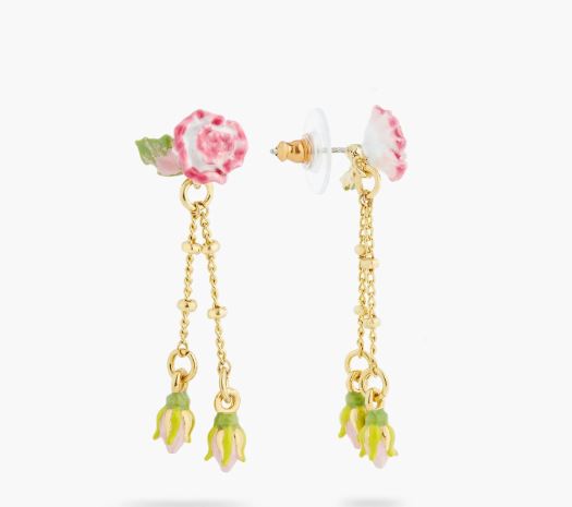 ROSE AND ROSEBUD DANGLING EARRINGS