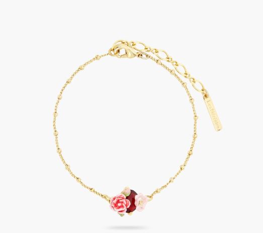 WILD ROSE AND RED GARNET STONE THIN BRACELET