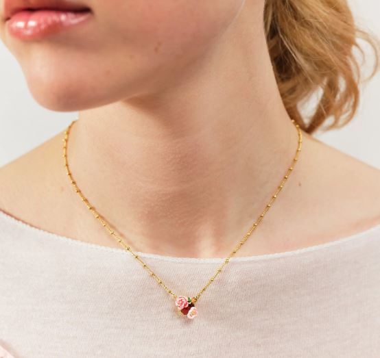 WILD ROSE AND RED GARNET PENDANT NECKLACE