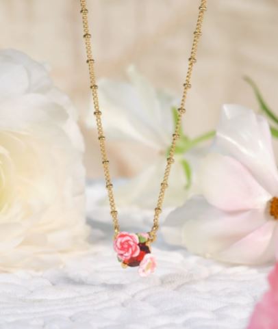 WILD ROSE AND RED GARNET PENDANT NECKLACE
