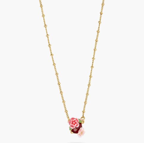 WILD ROSE AND RED GARNET PENDANT NECKLACE