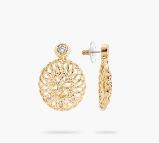 OVAL INTERWOVEN WICKER AND CRYSTAL EARRINGS