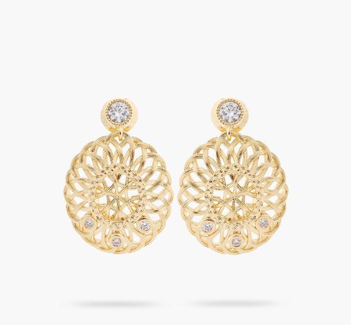 OVAL INTERWOVEN WICKER AND CRYSTAL EARRINGS