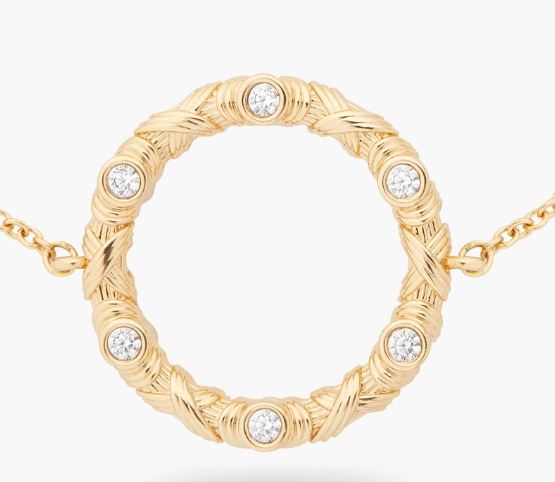 WOVEN BASKETRY CIRCLE AND CRYSTAL THIN BRACELET