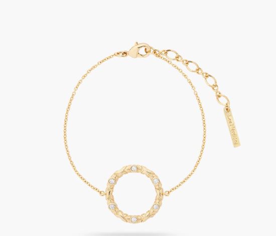 WOVEN BASKETRY CIRCLE AND CRYSTAL THIN BRACELET