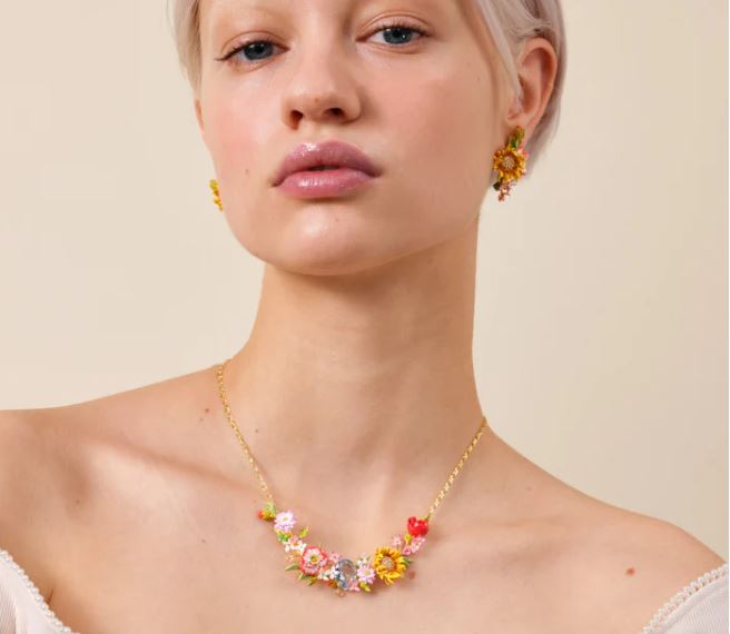 Wildflower and blue stone statement necklace