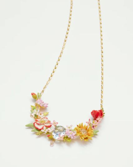 Wildflower and blue stone statement necklace