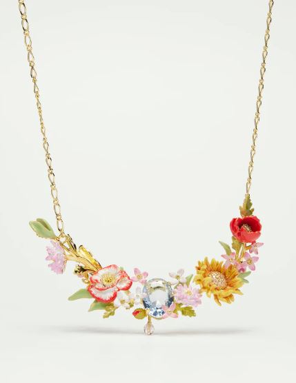 Wildflower and blue stone statement necklace