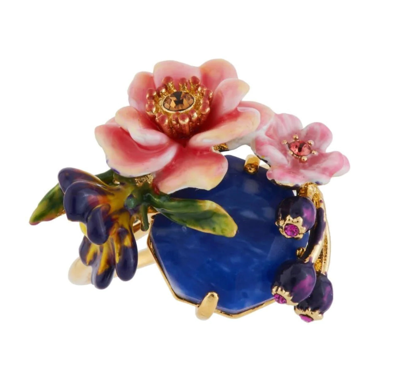 PINK FLOWERS WITH BLUE STONE