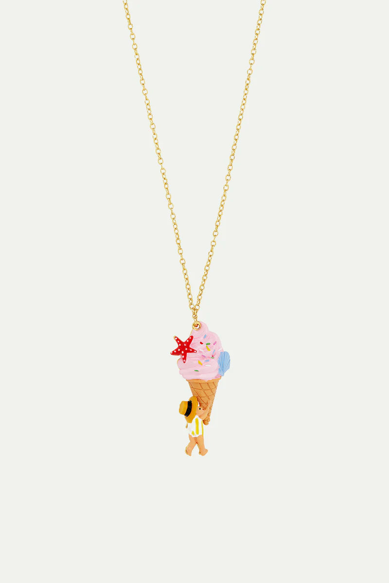 Gelato, seashell and garden gnome pendant necklace