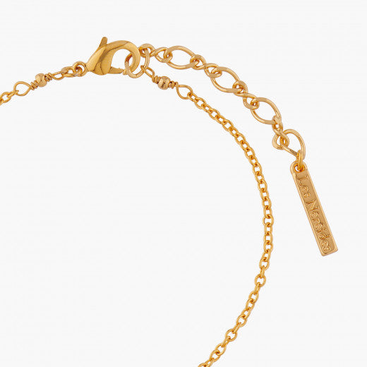 RABBIT AND PINK FLOWER THIN CHAIN BRACELET