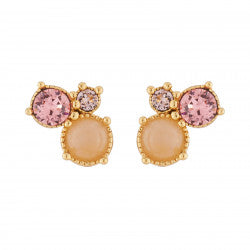 3 PINK STONES STUD EARRINGS
