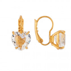 CRYSTAL HEART STONE LA DIAMANTINE DORMEUSES EARRINGS