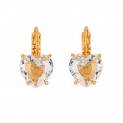 CRYSTAL HEART STONE LA DIAMANTINE DORMEUSES EARRINGS