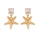 GOLDEN STARFISH AND RHINESTONE EARRINGS