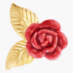 ROSE BUD AND GOLDEN LEAVES STUD EARRINGS