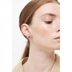 ROSE BUD AND GOLDEN LEAVES STUD EARRINGS