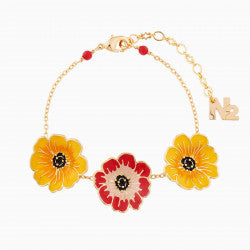 YELLOW AND CHOCOLATE COSMOS THIN BRACELET
