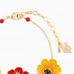 YELLOW AND CHOCOLATE COSMOS THIN BRACELET