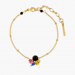 WINTER BLOOMING BOUQUET ON A BLACK STONE THIN BRACELET
