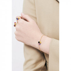 WINTER BLOOMING BOUQUET ON A BLACK STONE THIN BRACELET