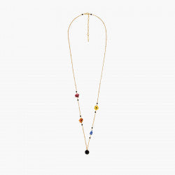 WINTER BLOOMING BOUQUET ON A BLACK STONE LONG NECKLACE