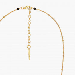 WINTER BLOOMING BOUQUET ON A BLACK STONE LONG NECKLACE