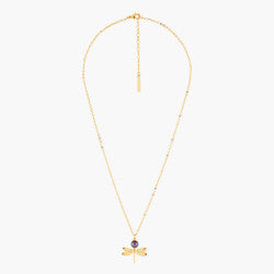 SMALL DRAGONFLY AND IRIDESCENT PEARL PENDANT NECKLACE