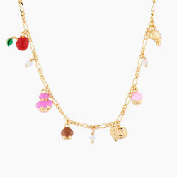 CREAM PUFF, PALMIER, PUFF PASTRY, CROISSANT AND CHERRY THIN NECKLACE
