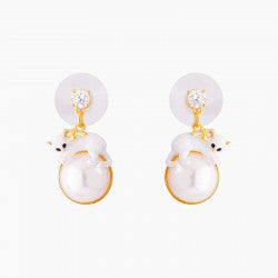 KITTY AND PEARL STUD EARRINGS
