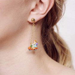 CINDERELLA AND PUMPKIN SCOOTER POST EARRINGS