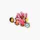 damage of CLOWNFISH, PINK ANEMONE, AND LIGHT BLUE FACETED GLASS POST EARRINGS
