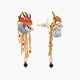 Duo of Koalas, Pink Eucalyptus and malachite beads sleeper earrings