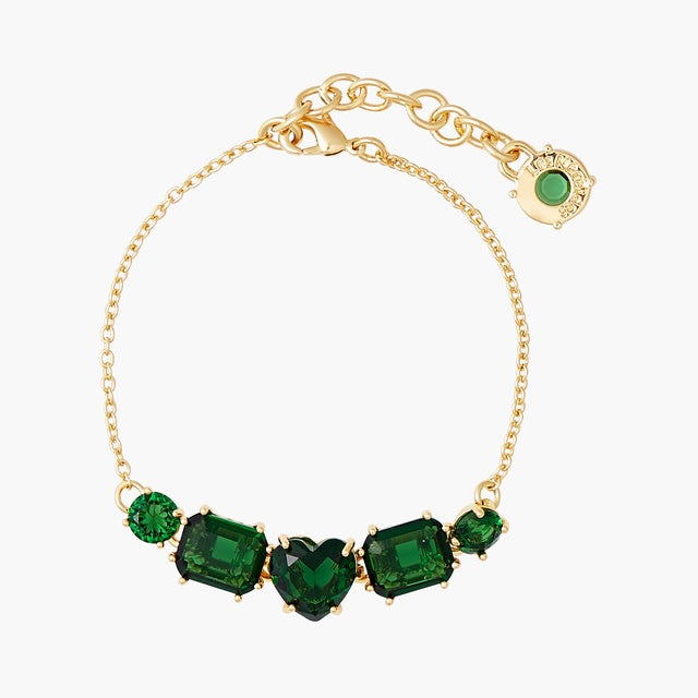 Emerald Green Stones Diamantine thin bracelet