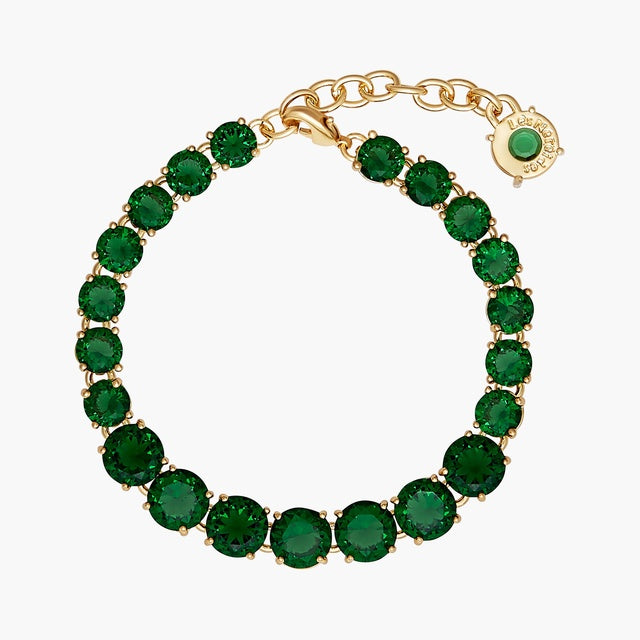 Emerald Green Luxurious One Row Diamantine bracelet