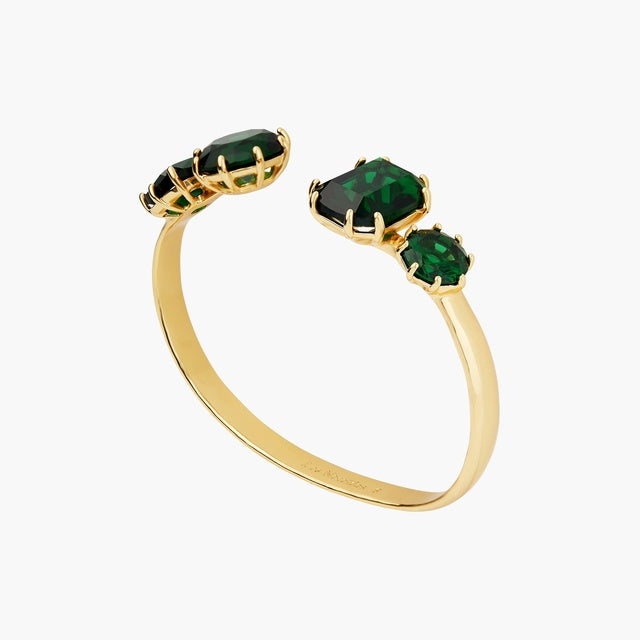 EMERALD GREEN 4 STONES DIAMANTINE BANGLE BRACELET