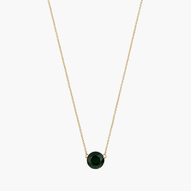 Emerald Green Round Stone Diamantine pendant necklace