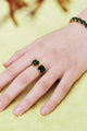 EMERALD GREEN OVAL STONE DIAMANTINE ADJUSTABLE YOU AND ME RING