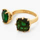EMERALD GREEN OVAL STONE DIAMANTINE ADJUSTABLE YOU AND ME RING