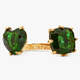 EMERALD GREEN OVAL STONE DIAMANTINE ADJUSTABLE YOU AND ME RING