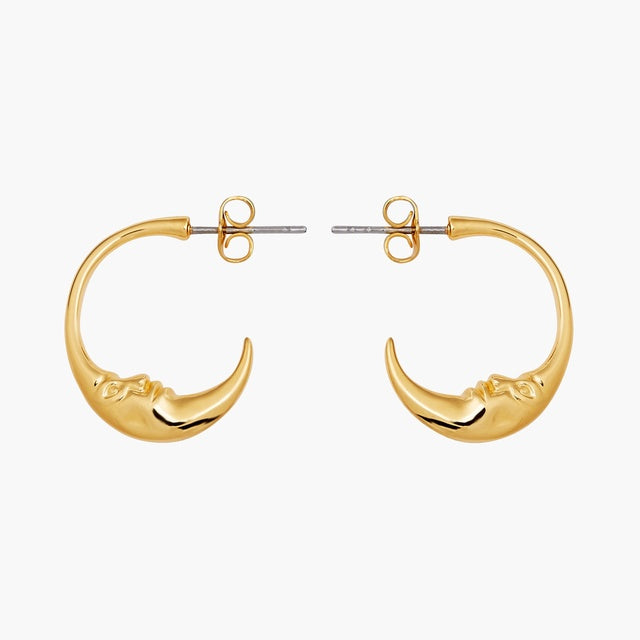 CRESCENT MOON FACE EARRINGS