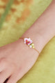 Elephant's Ear Orchid and Faceted Crystal Heart thin bracelet
